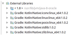 much shorter list of external libraries files in Linux screen capture