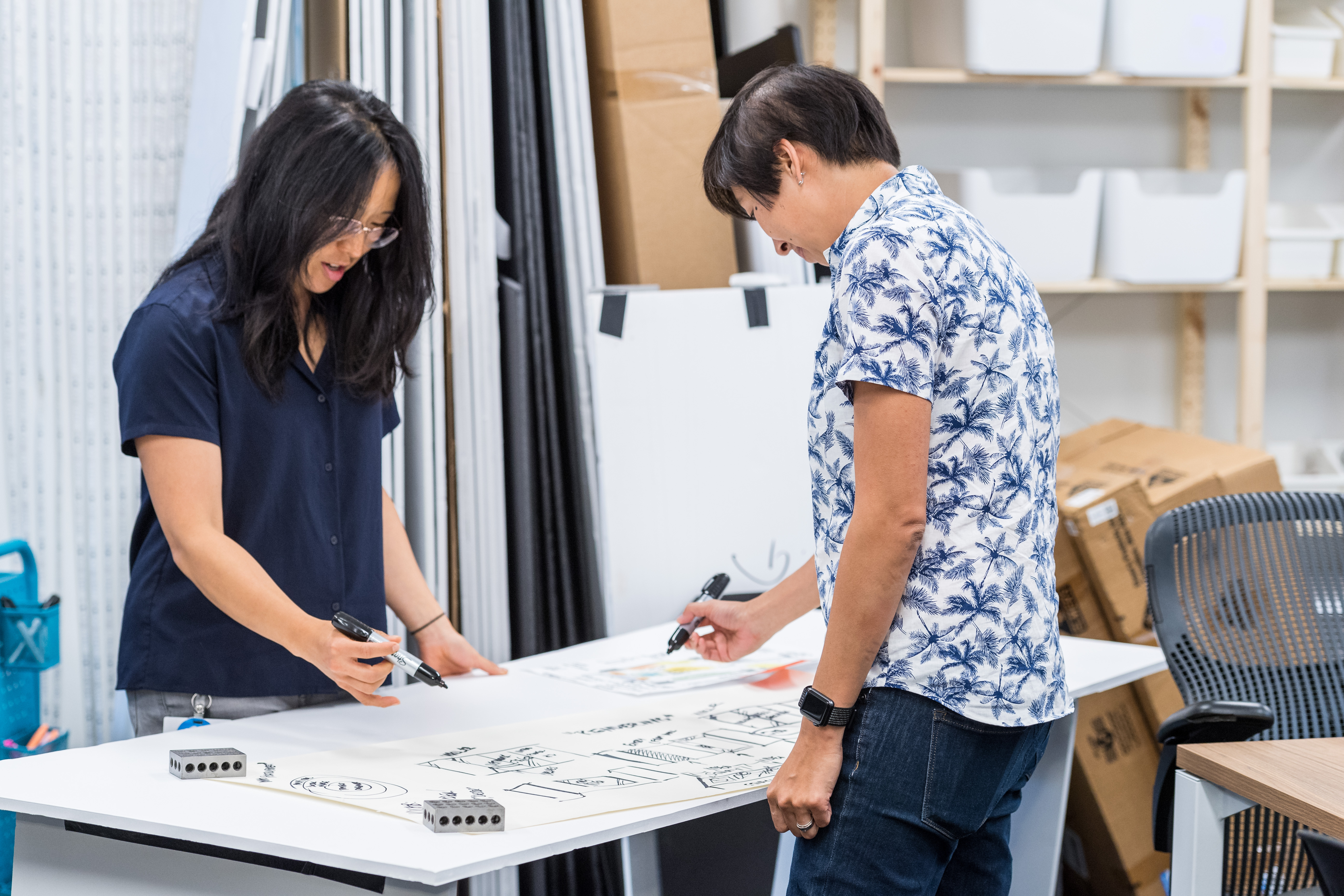 Women working at a desk