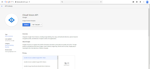 Google Cloud API Pricing Page with split light grey background