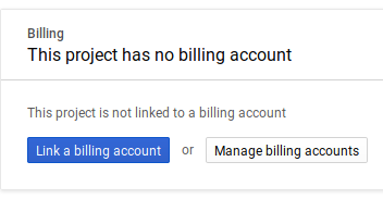 Google Cloud API Project Billing Page with split light grey background