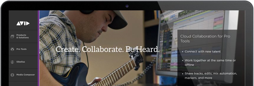 Screenshot of the Avid homepage on a laptop.